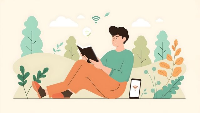 Peaceful digital detox in nature - Mindful break from technology 