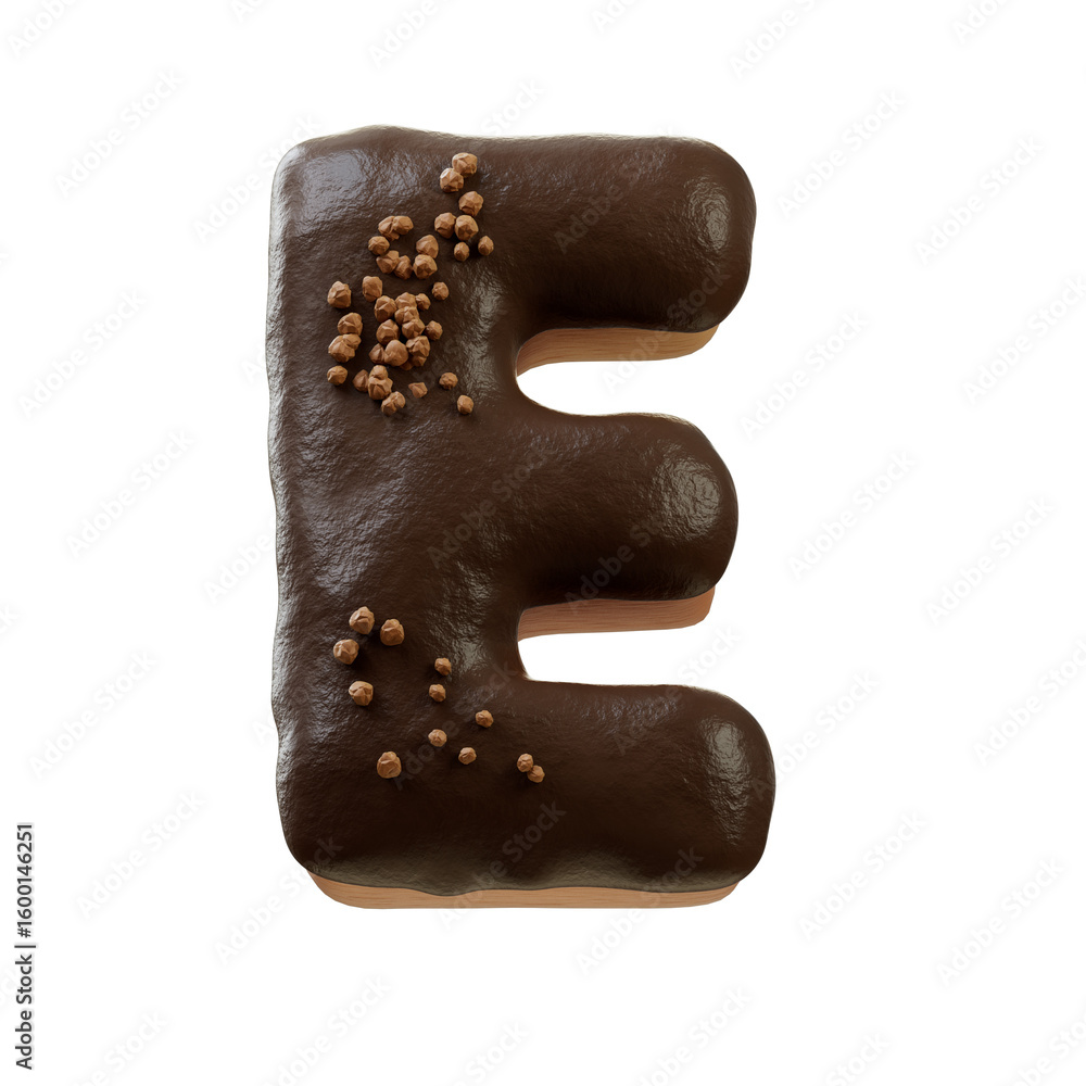 Fototapete 3d font.chocolate biscuit donut font concept. isometric alphabet. numbers and letters. 3d rendering 
