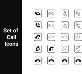 Call Icon Set &middot; Phone Handset Icons &middot; Filled, Outline, Rounded, Sharp Styles &middot; Vector Communication Symbols