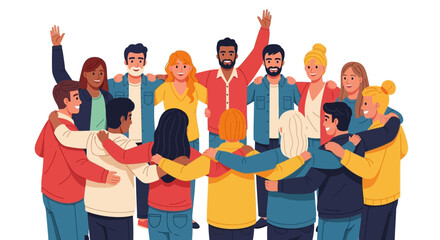 Diverse Group of People Embracing in a Circle, Showing Unity and Support
