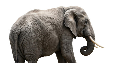 Obraz premium Profile view of an elephant against a black background.