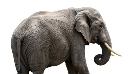 Profile view of an elephant against a black background.