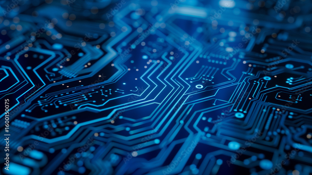 Fototapete Abstract digital background with technology circuit board texture. Futuristic digital electric tech circuit board pattern background.
