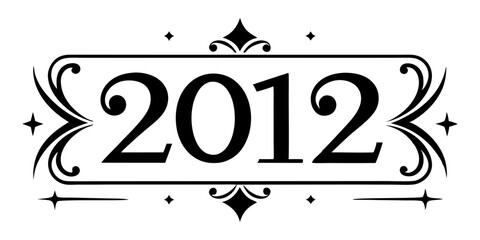 Ornate black numbers twenty twelve white