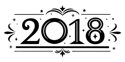 Ornate numbers with decorative elements 2018 black