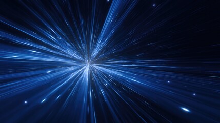 Naklejka premium Abstract digital image of radiating blue light trails.