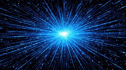 Obraz premium Radiant burst of blue light emanating from a central point.