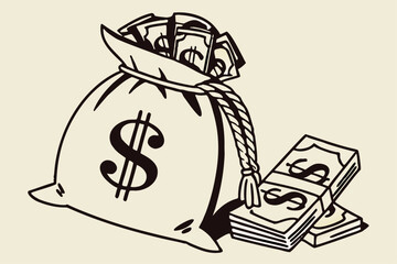 Banking Icon Set – Money Bag Silhouette Vector Art
