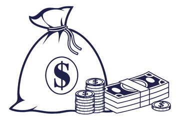 Simple Money Pouch Vector for Economy and Business Themes
