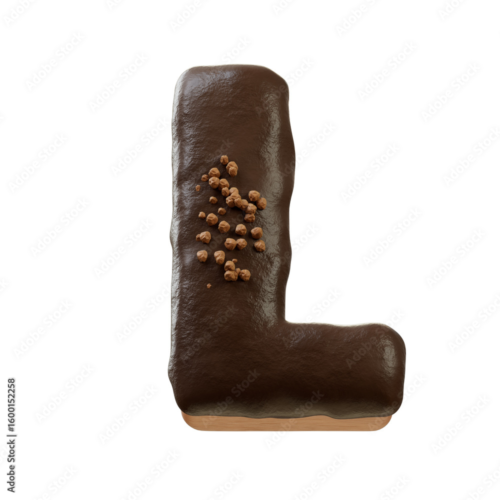 Fototapete 3d font.chocolate biscuit donut font concept. isometric alphabet. numbers and letters. 3d rendering 