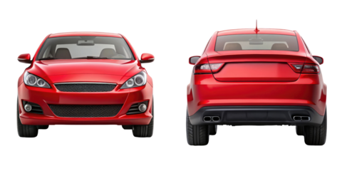Car Front And Back View isolated on transparent white background, clipping path