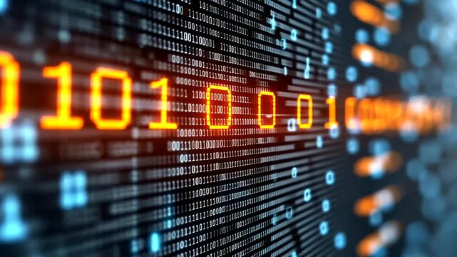 Abstract Digital Binary Code Animation Background for Technology and Data Science