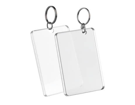 Untitled design - Side Angle Shot of Empty Clear Acrylic Keychain with Metal Chain, Transparent PNG