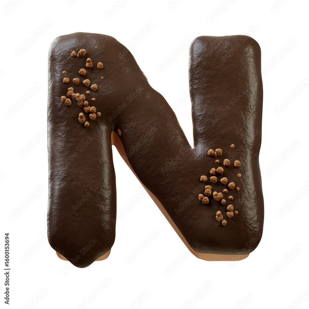 Fototapete 3d font.chocolate biscuit donut font concept. isometric alphabet. numbers and letters. 3d rendering 
