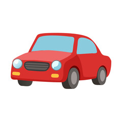 Fototapeta premium Cruise in Style with a Classic Red Car Cartoon Illustration Featuring a Sleek Design Blue Windows and a Timeless Appeal Perfect for Automotive Enthusiasts