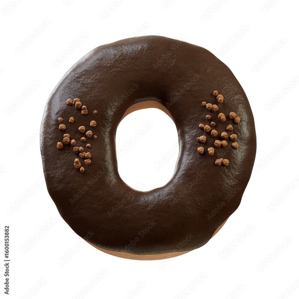 Fototapete 3d font.chocolate biscuit donut font concept. isometric alphabet. numbers and letters. 3d rendering 