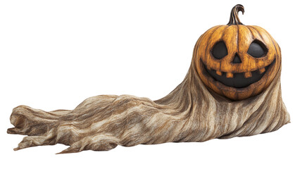 • A Halloween ghost decoration with a friendly face, isolated on white background in HD 