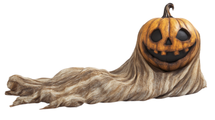 • A Halloween ghost decoration with a friendly face, isolated on white background in HD 