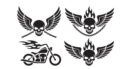 Fototapeta premium Six circular mystic symbols with geometric shapes and runic text on a white background