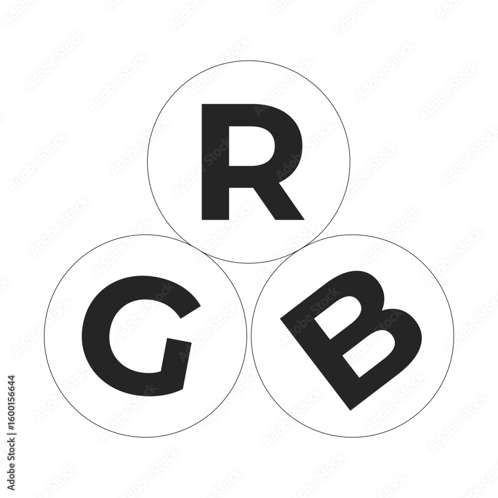 Poster rgb color model for digital design line onboarding ui illustration. red, green and blue circles. col