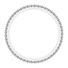 Circle frame with black and white floral ornament. Round frame with floral pattern. Elegant element for design in Eastern style, place for text. Pattern frame arabesque. For invitations, textiles