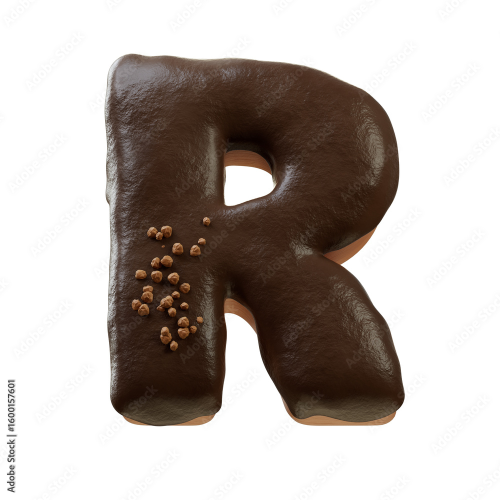 Fototapete 3d font.chocolate biscuit donut font concept. isometric alphabet. numbers and letters. 3d rendering 