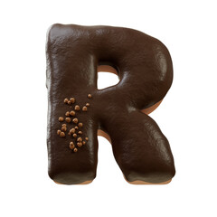 3D Font.Chocolate Biscuit Donut Font Concept. Isometric Alphabet. Numbers And Letters. 3d rendering isolated on white background