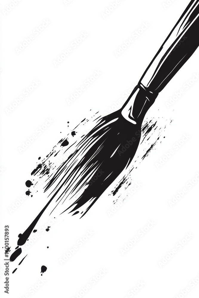 Poster a stylish illustration of a paintbrush creating a dynamic stroke. perfect for art-related projects, 