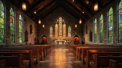 Traditional stone churches featuring medieval architecture, stained glass windows, vaulted ceilings, historical preservation, spiritual ambiance, and religious cultural landmarks.