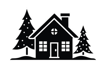 Obraz premium christmas village house vector icon