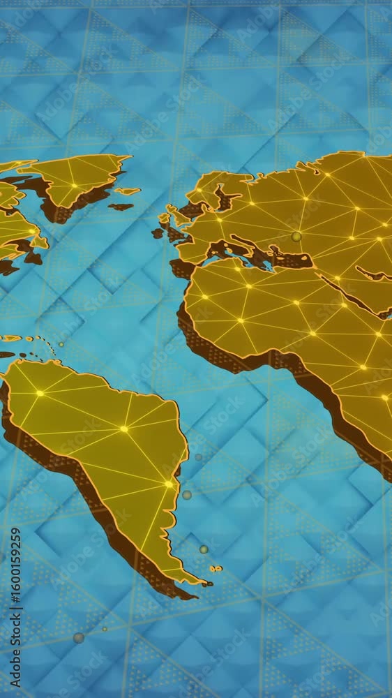 Poster animation of network of connections over world map