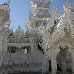 great art, small mosaics in the white temple in Thailand