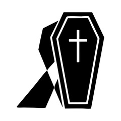 Obraz premium Halloween Coffin with Cross and Black Ribbon