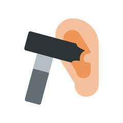 check ear otoscope simple flat icon illustration