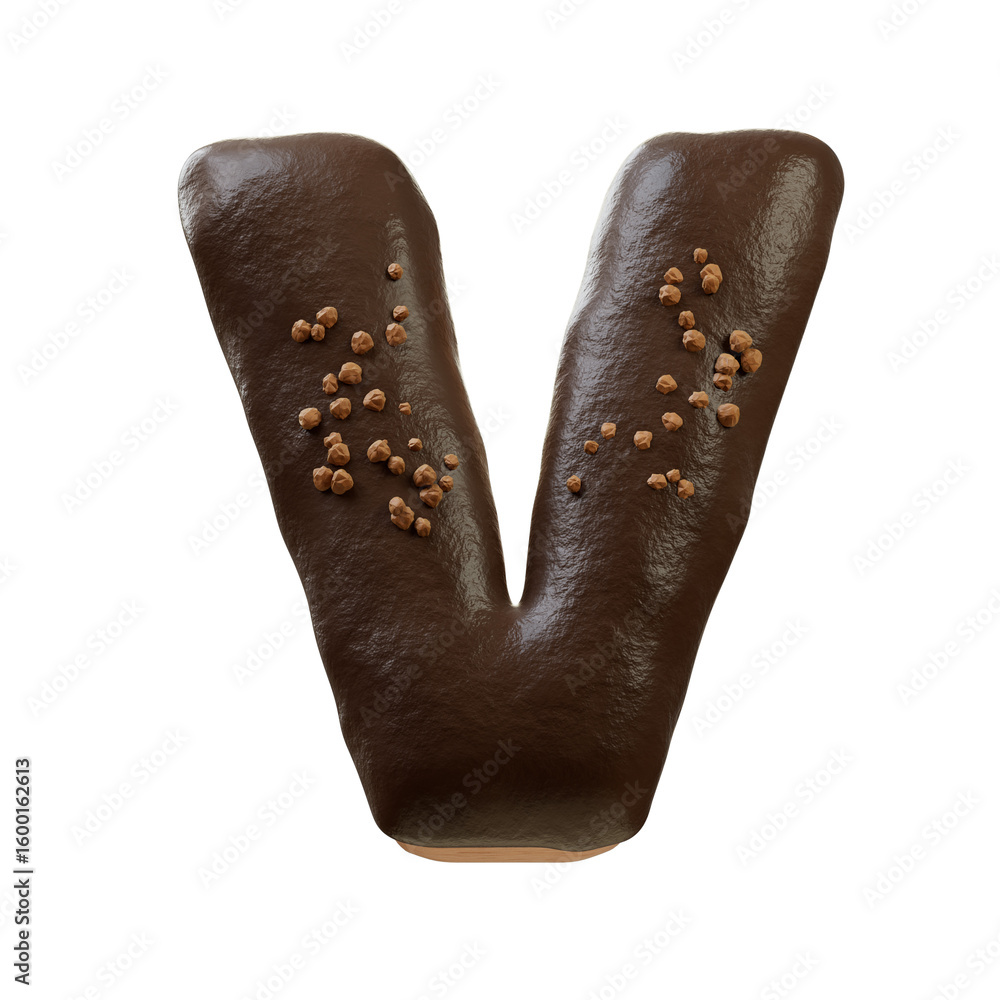 Fototapete 3d font.chocolate biscuit donut font concept. isometric alphabet. numbers and letters. 3d rendering 