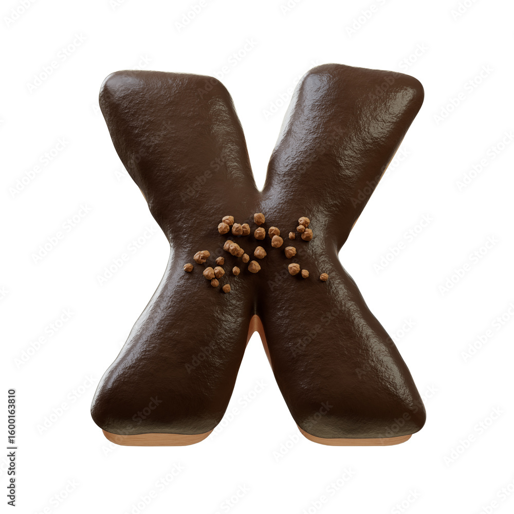Fototapete 3D Font.Chocolate Biscuit Donut Font Concept. Isometric Alphabet. Numbers And Letters. 3d rendering isolated on white background