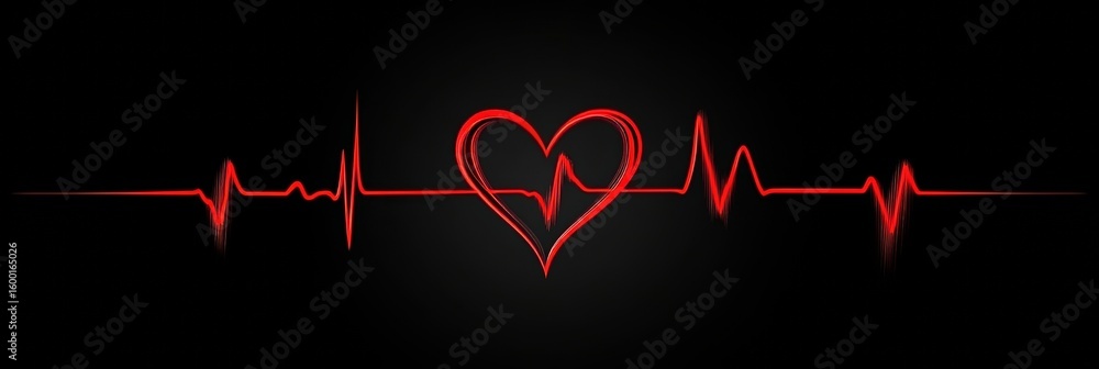 Poster heart rate monitor graphic symbolizing vital signs with abstract minimal pulse curve art design
