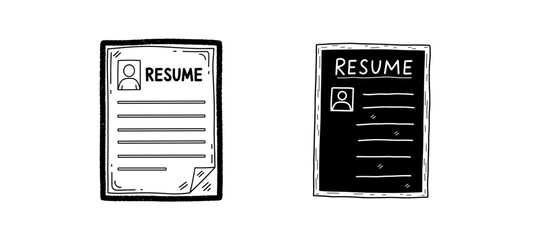 Vector illustration of resumes in chalk drawing style on transparent background  