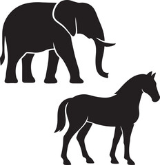 Black silhouette vector illustration of a wild horse or pony