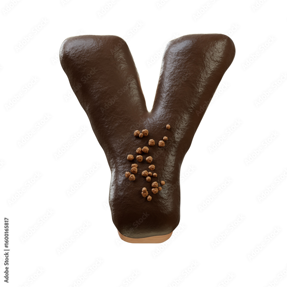 Fototapete 3d font.chocolate biscuit donut font concept. isometric alphabet. numbers and letters. 3d rendering 