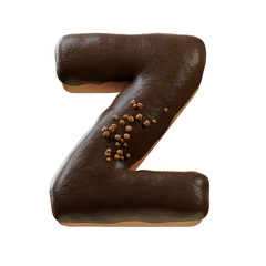 3D Font.Chocolate Biscuit Donut Font Concept. Isometric Alphabet. Numbers And Letters. 3d rendering isolated on white background