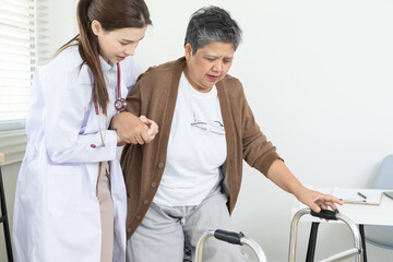 Doctor, patient, healthcare, aging, clinic support in medical consultation, female specialist...