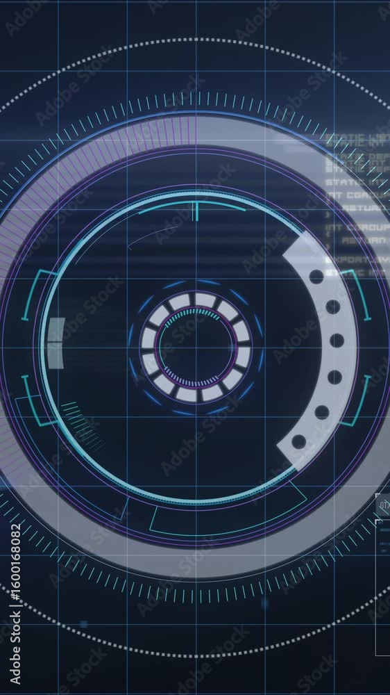 Aufkleber animation of futuristic digital interface with circular patterns in school setting