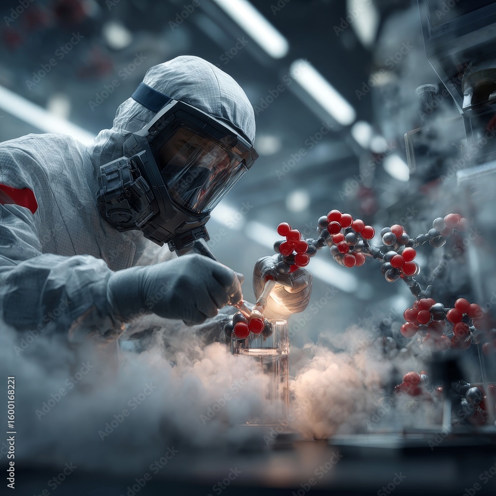 Poster nanotechnology research action science lab abstract cell nucleus visualization technology environmen