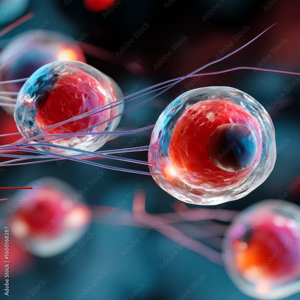 Poster nanotechnology advancements targeting cancer cells in bloodstream using abstract science and technol