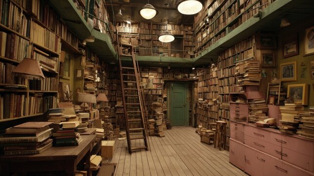 A vast, cluttered library