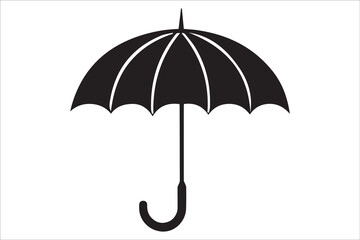 Minimalist Black and White Umbrella Icon – Abstract Geometric Vector Design


