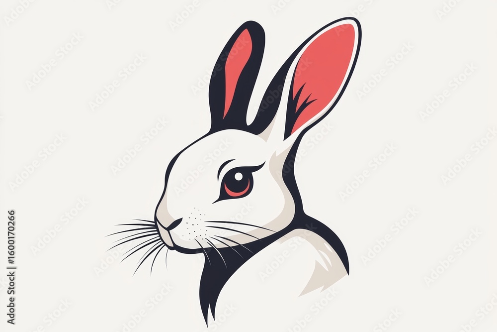 Aufkleber elegant illustrated rabbit with distinct features and color palette