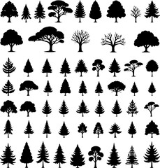 tree silhouettes, black tree vector bundle