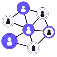  Colorful figures connected by lines illustrating social media networks and interactions
